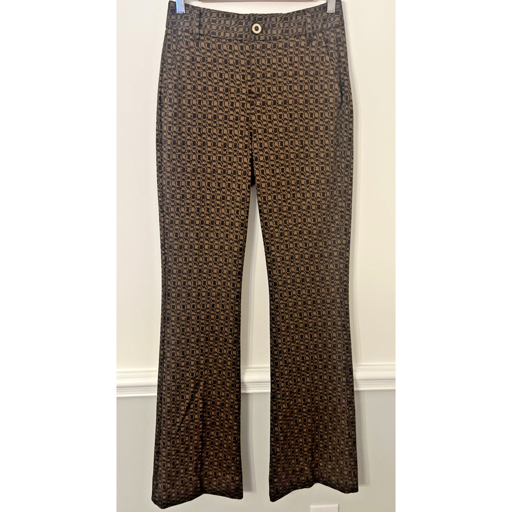 Cabi Director Trouser Pants Size 2 Brown Black Flare Boot Leg